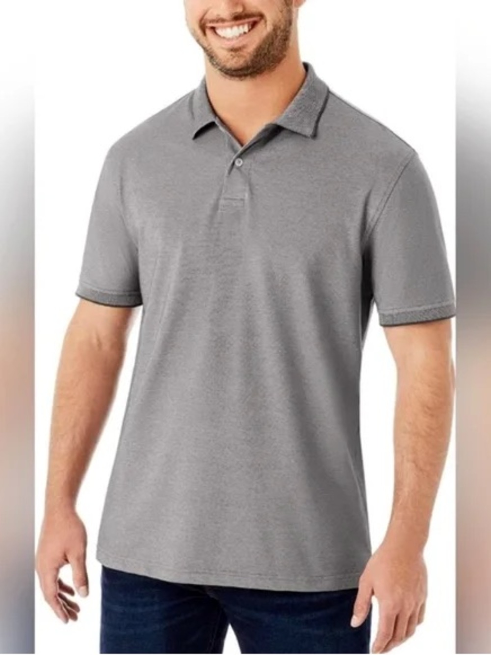 Men's Grey Short-Sleeve Polo Shirt - Casual Classic